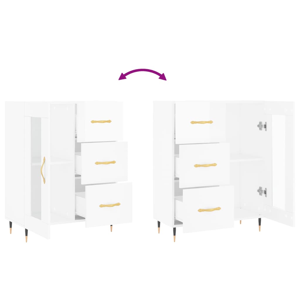 Skänk vit högglans 69,5x34x90 cm konstruerat trä