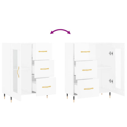 Skänk vit högglans 69,5x34x90 cm konstruerat trä