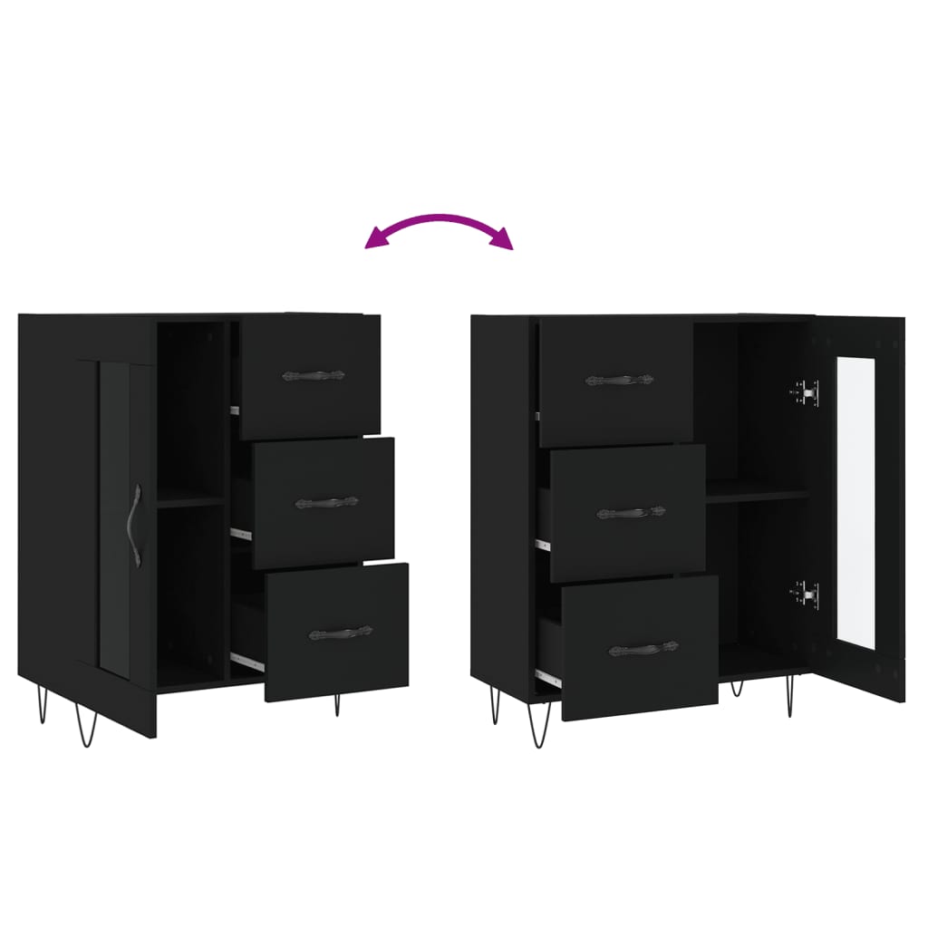 Skåp svart 69,5x34x90 cm konstruerat trä