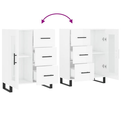 Skänk vit högglans 69,5x34x90 cm konstruerat trä