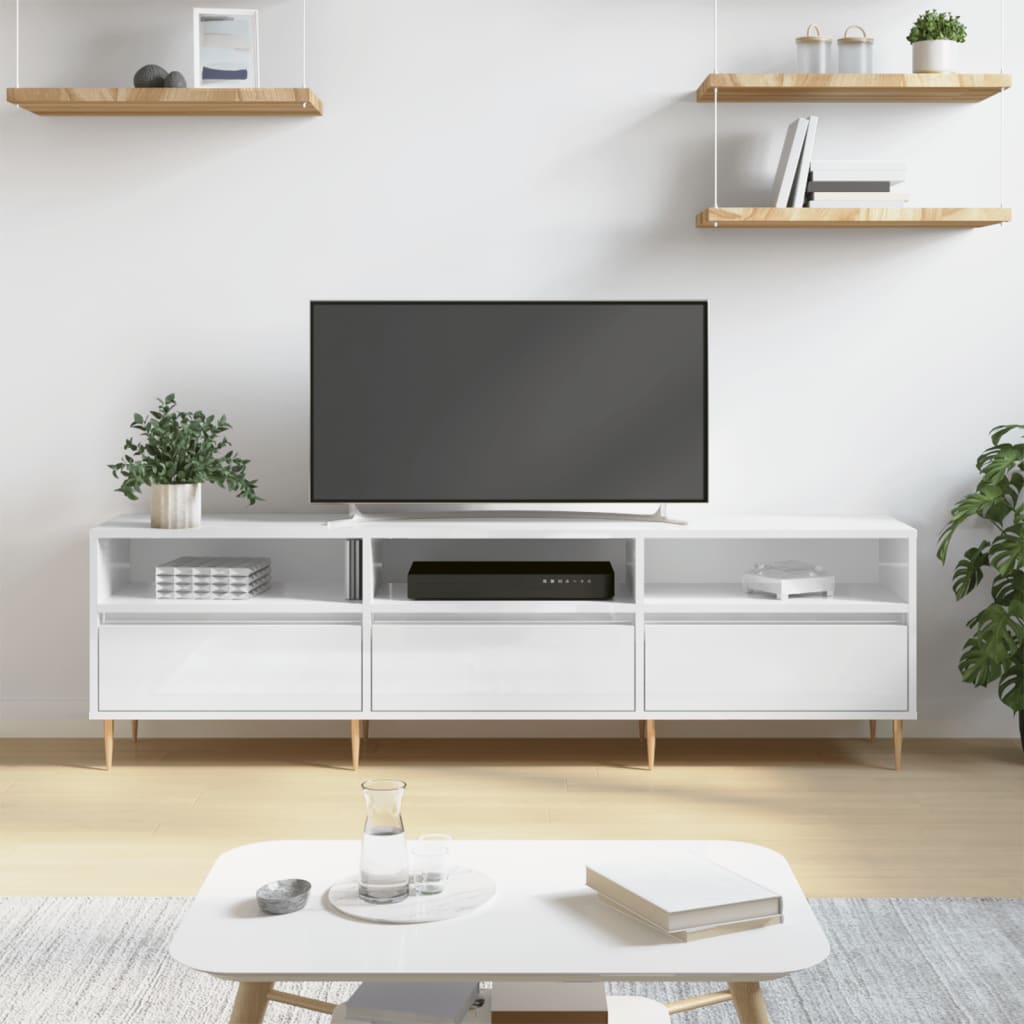TV-Möbel Högglans Vit TV-Bänk 150x30x44,5 cm