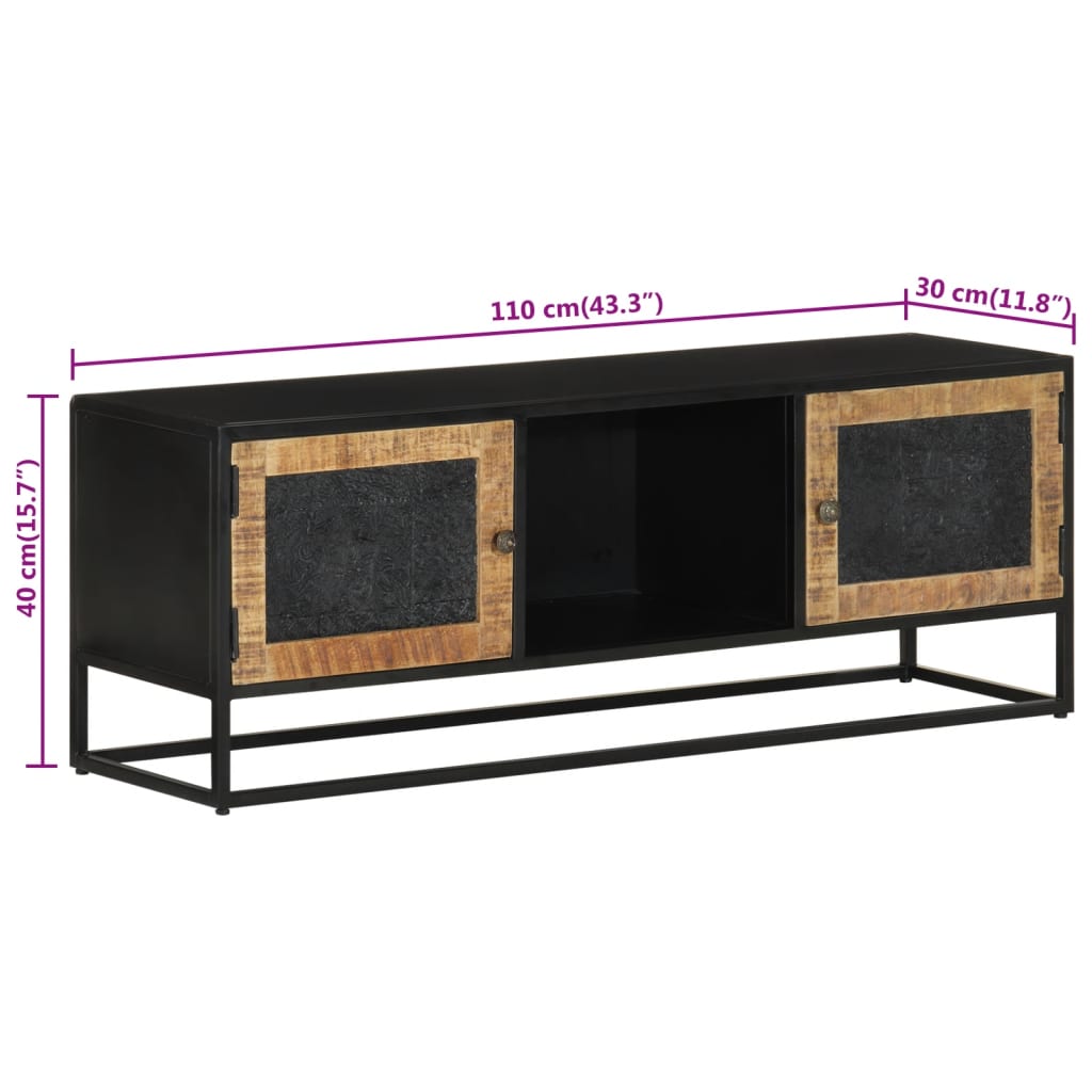 TV-Möbel Trä TV-Bänk 110x30x40 cm massivt mangoträ och järn