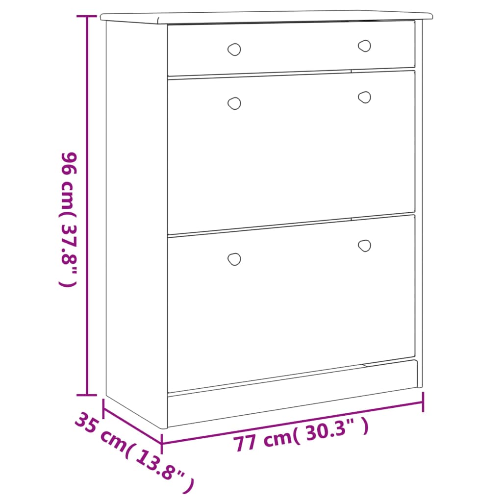 Skoställ Vit Skoskåp ALTA 77x35x96 cm massiv furu