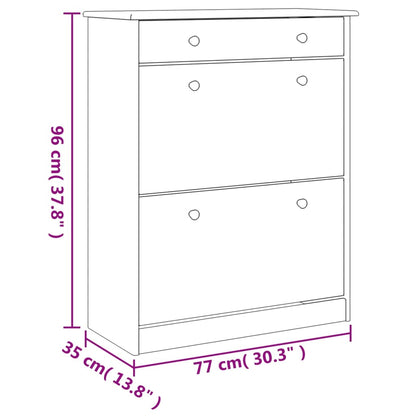 Skoställ Vit Skoskåp ALTA 77x35x96 cm massiv furu