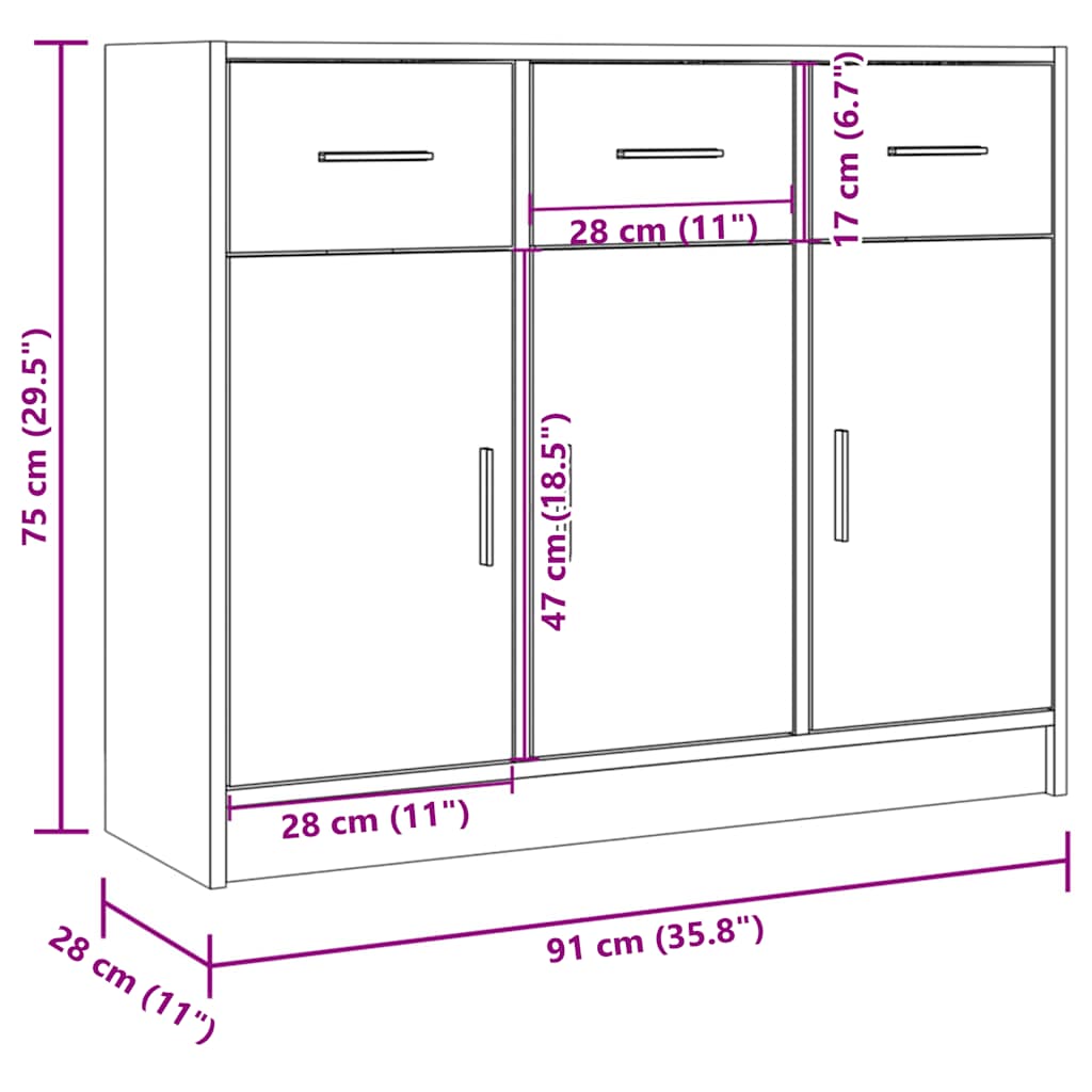Skänk Sonoma Ek 91x28x75 cm