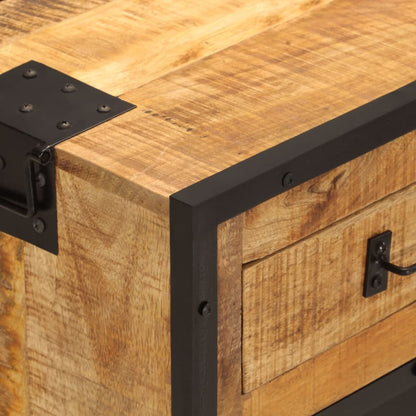 Skänk Trä 80x31x66 cm massivt grovt mangoträ och metall