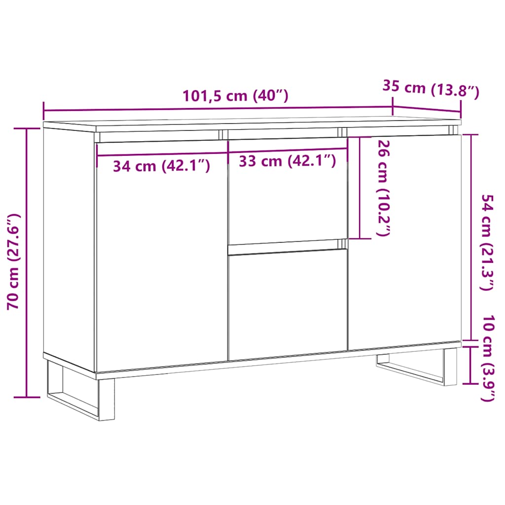 Skänk Sonoma Ek 104x35x70 cm