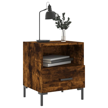 Sängbord 2 st rökfärgad ek 40x35x47,5 cm konstruerat trä