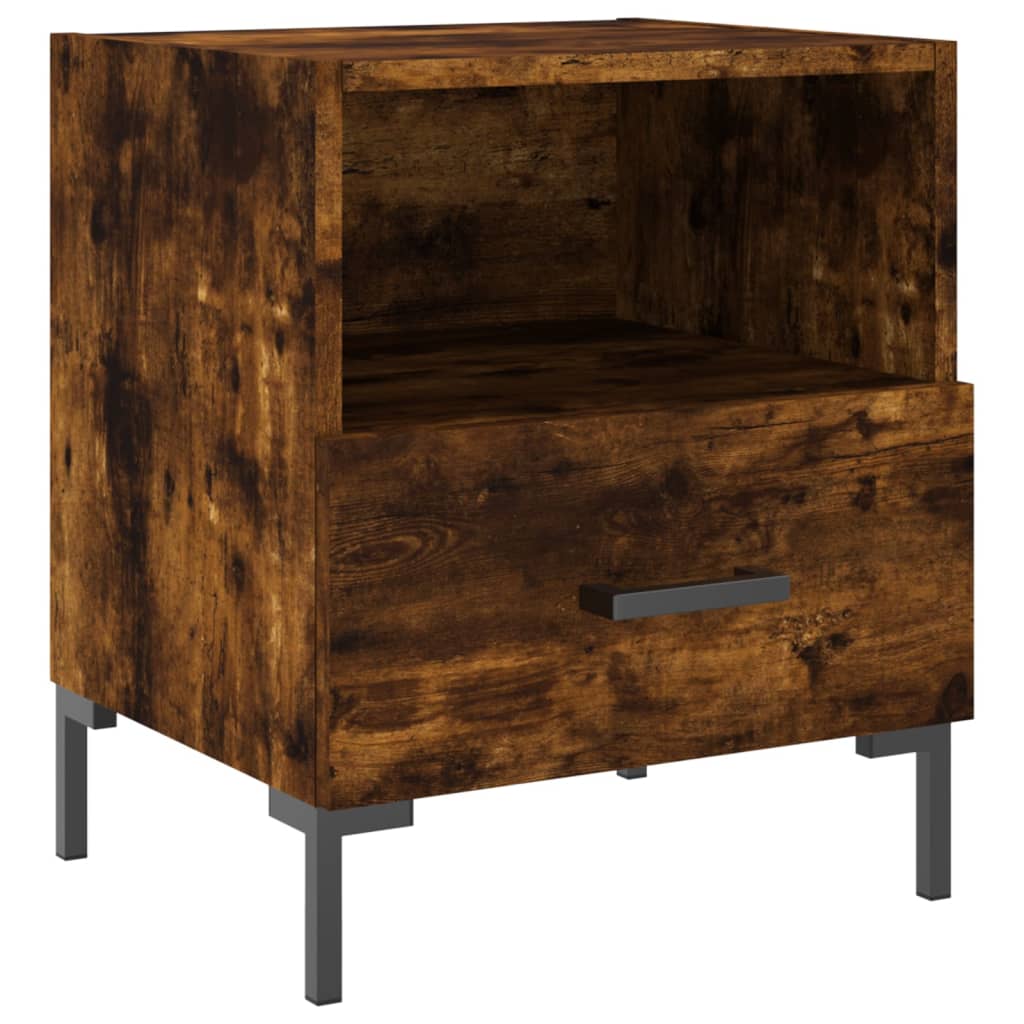 Sängbord 2 st rökfärgad ek 40x35x47,5 cm konstruerat trä