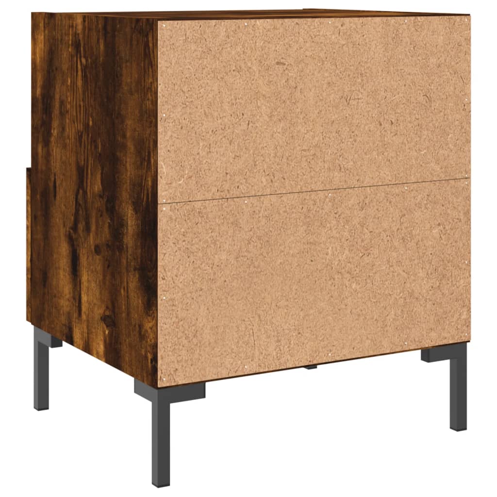 Sängbord 2 st rökfärgad ek 40x35x47,5 cm konstruerat trä