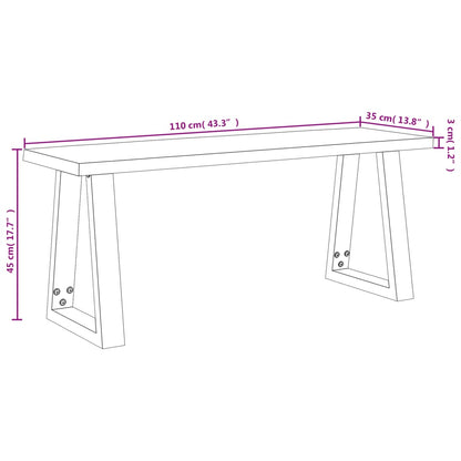 Hallbänk med levande kant 110 cm massivt akaciaträ