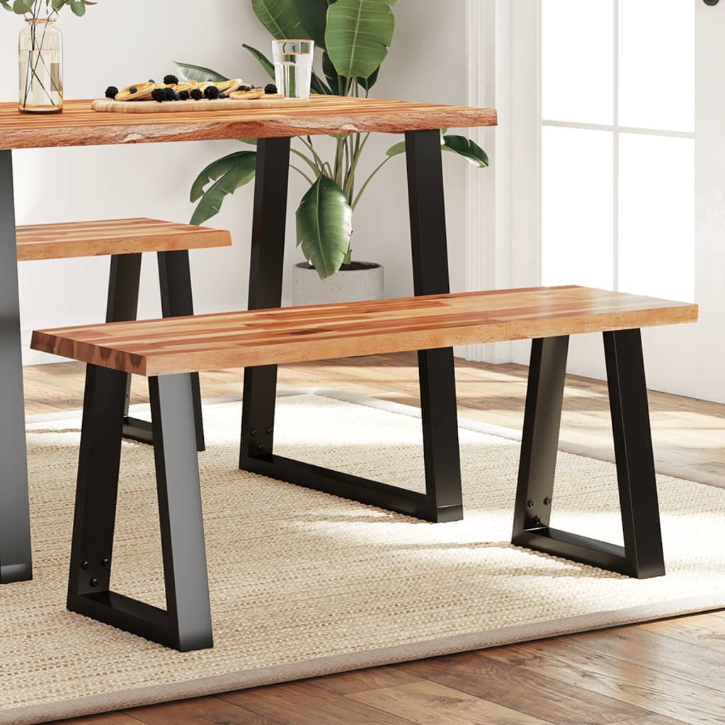Hallbänk med levande kant 110 cm massivt akaciaträ