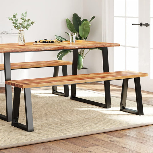 Hallbänk med levande kant 160 cm massivt akaciaträ