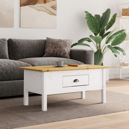 Soffbord Vit BODO Brun 100x55x46 cm massiv furu