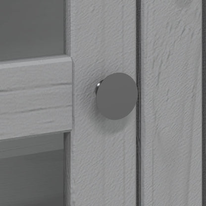 Skåp Grå med glasdörrar BODO massiv furu