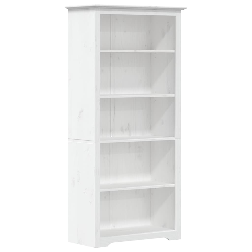 Bokhylla Vit 82x40x173 cm massiv furu 5 hyllplan