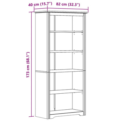 Bokhylla Vit 82x40x173 cm massiv furu 5 hyllplan