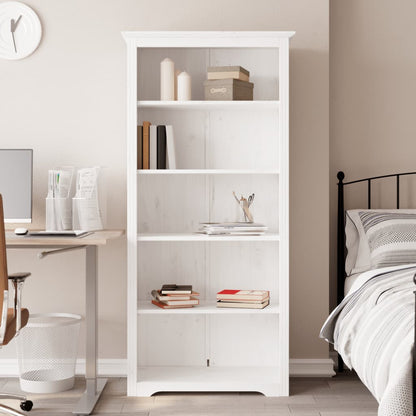 Bokhylla Vit 82x40x173 cm massiv furu 5 hyllplan