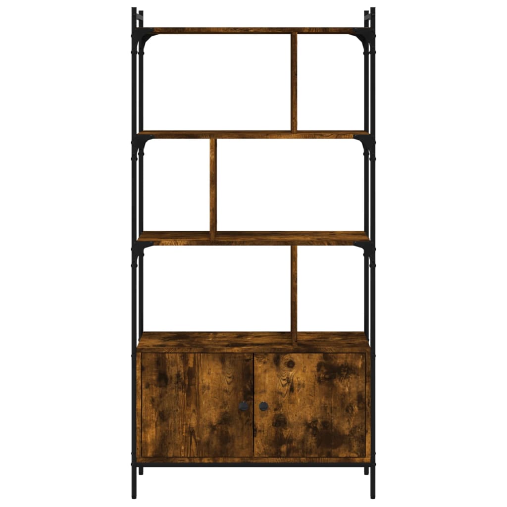 Bokhylla Rökfärgad Ek med dörrar 76,5x30x154,5 cm