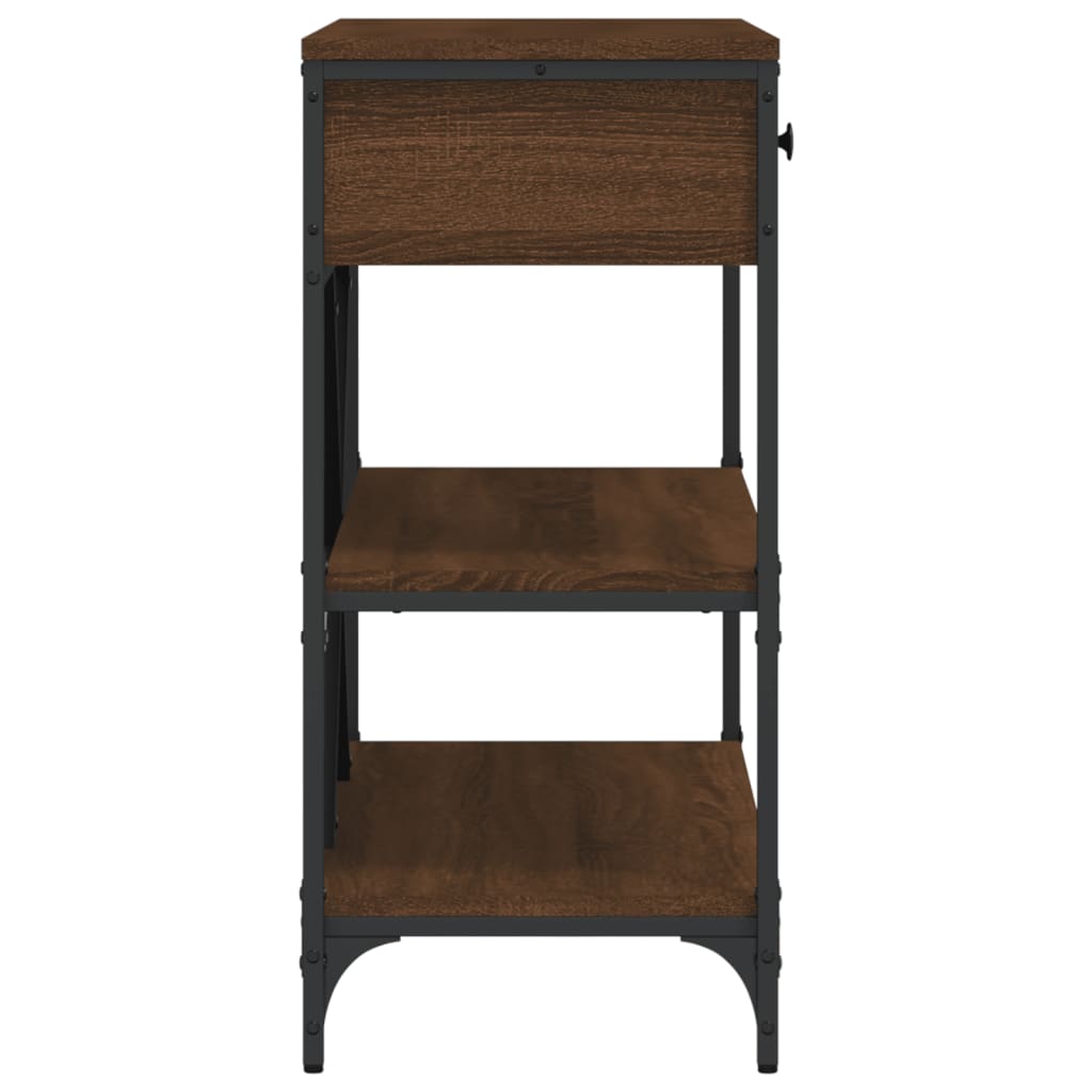 Avlastningsbord Konsollbord Brun Ek med lådor och hyllor