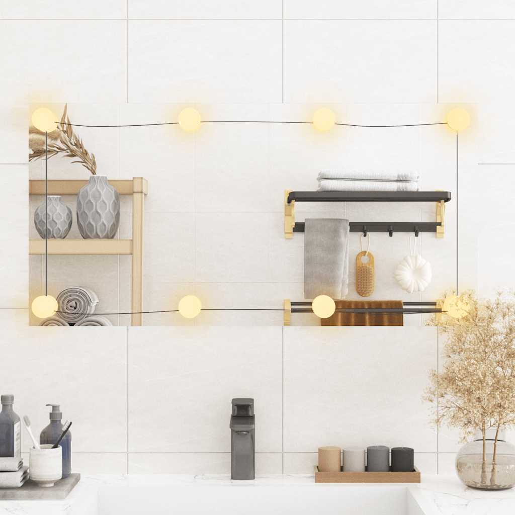 Väggspegel med LED-belysning 40x80 cm glas rektangulär