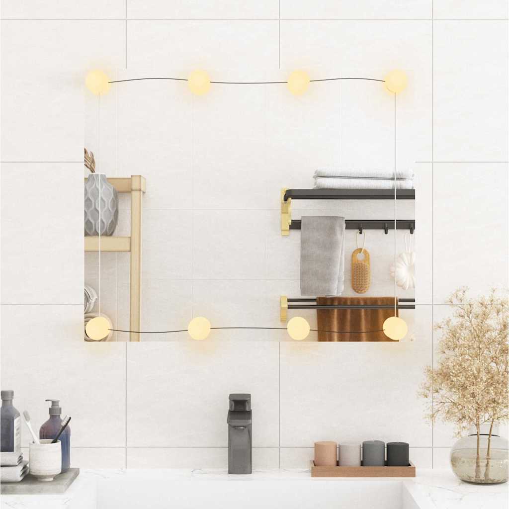 Väggspegel med LED-belysning 50x60 cm glas rektangulär