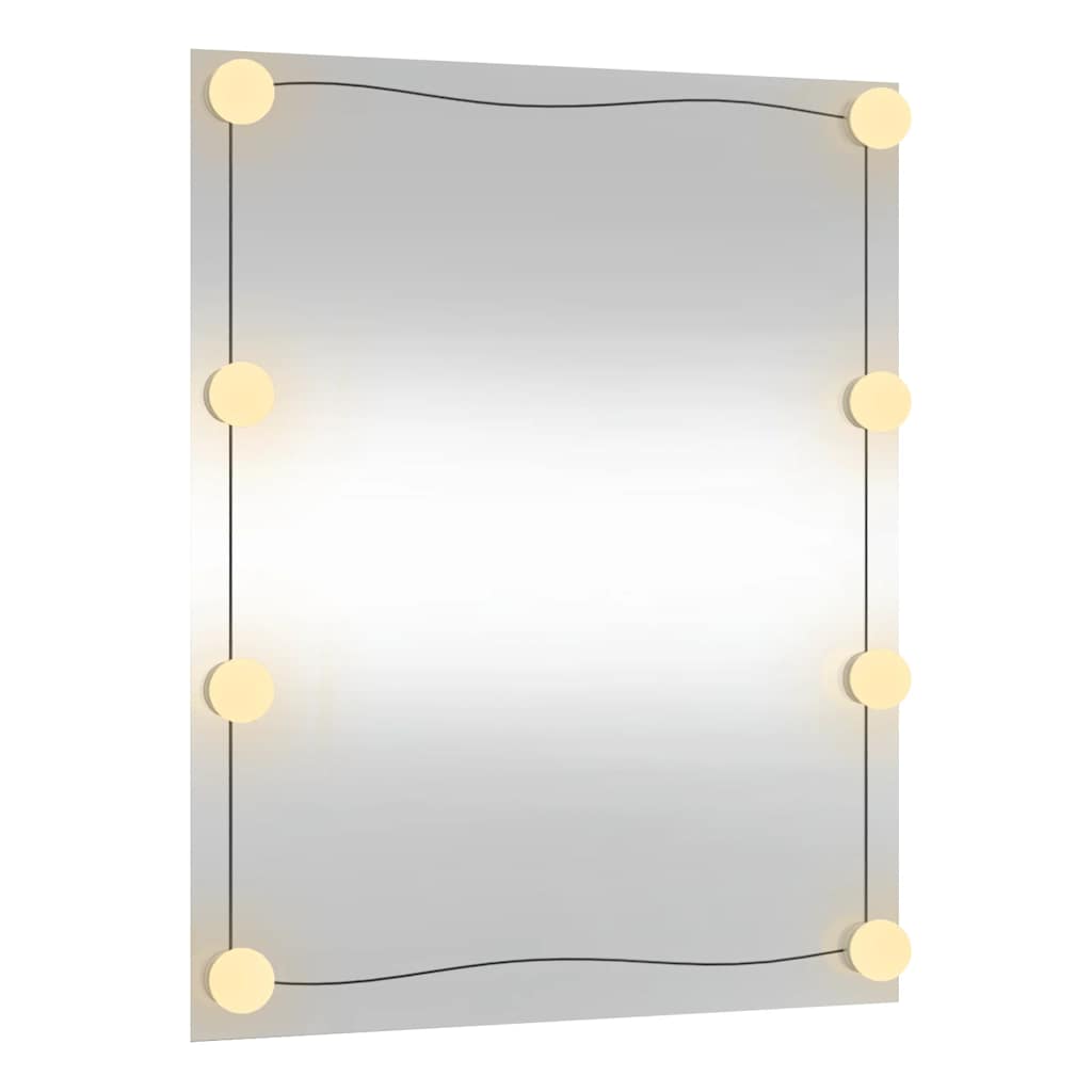Väggspegel med LED-belysning 50x60 cm glas rektangulär