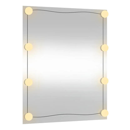 Väggspegel med LED-belysning 50x60 cm glas rektangulär
