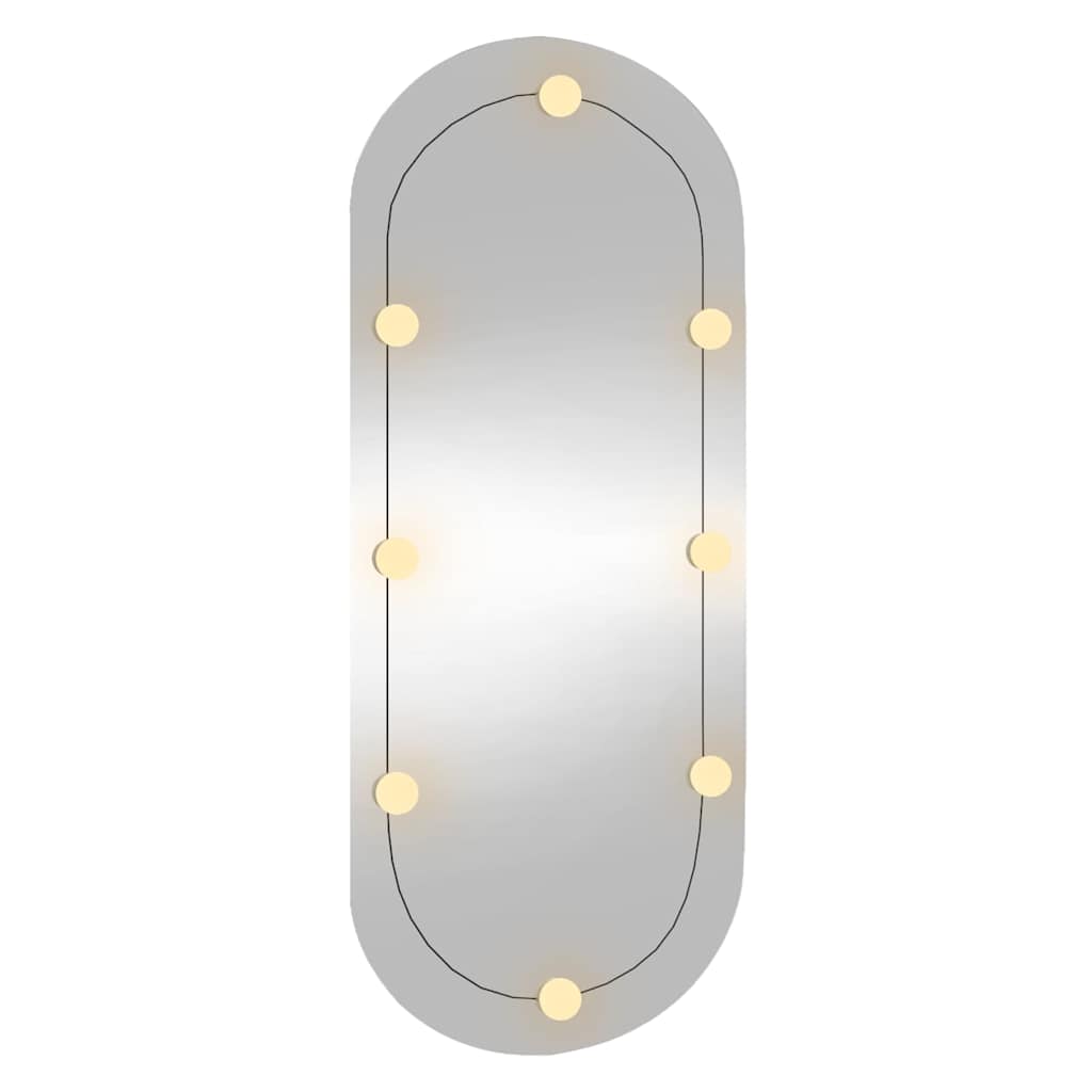 Väggspegel LED-belysning 45x100 cm glas oval