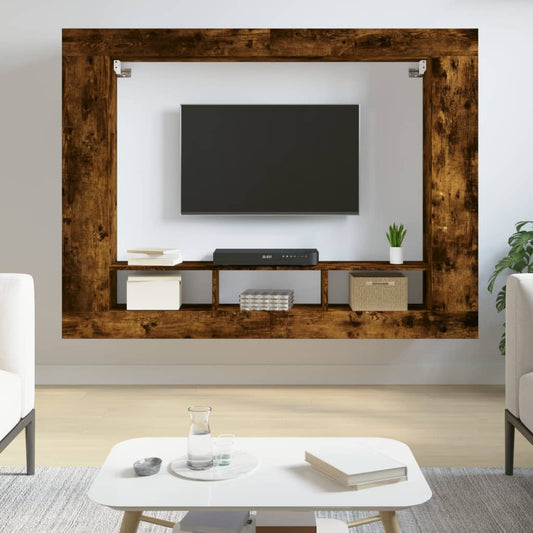 TV-Möbel Rökfärgad Ek TV-Hylla 152x22x113 cm