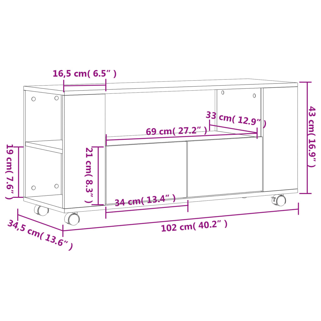 TV-Möbel Rökfärgad Ek TV-Bänk 102x34,5x43 cm