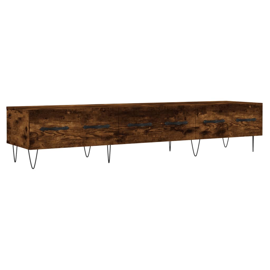 Tv-bänk rökfärgad ek 150x36x30 cm konstruerat trä