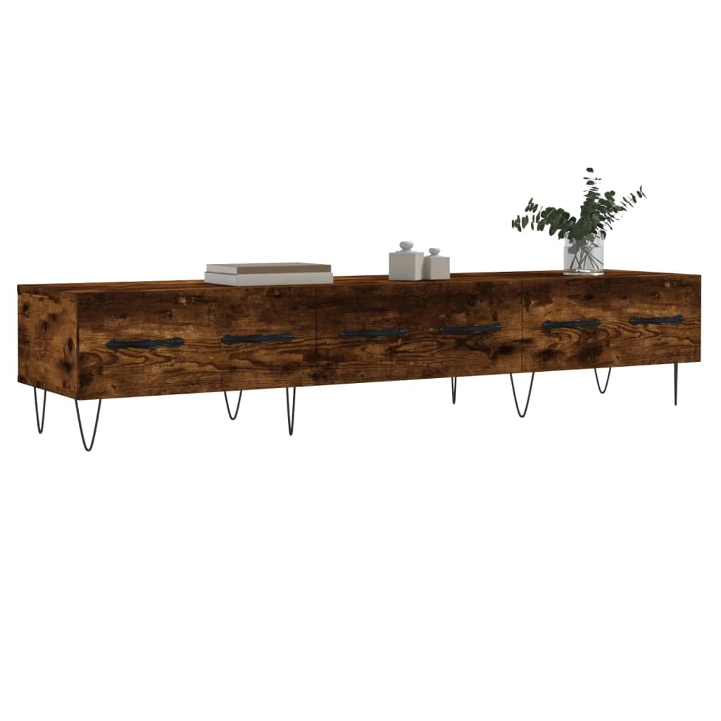 Tv-bänk rökfärgad ek 150x36x30 cm konstruerat trä