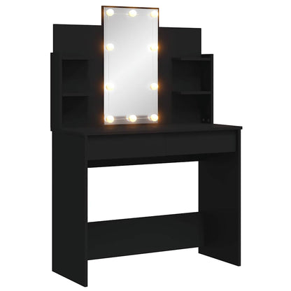 Sminkbord med LED Svart 96x40x142 cm