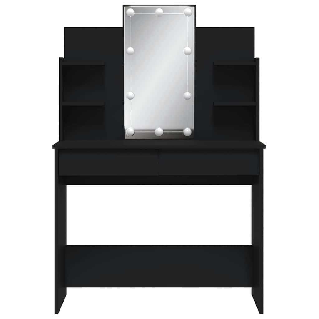 Sminkbord med LED Svart 96x40x142 cm