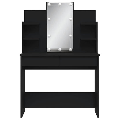 Sminkbord med LED Svart 96x40x142 cm