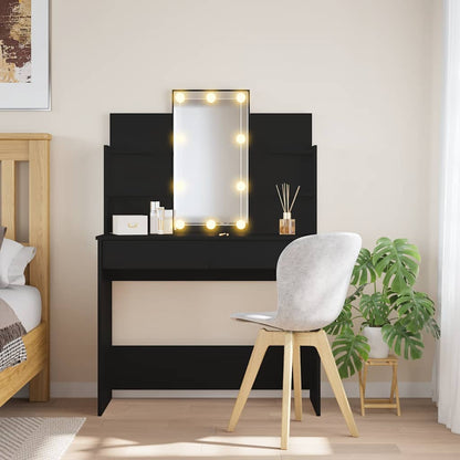 Sminkbord med LED Svart 96x40x142 cm