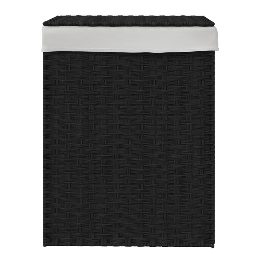 Tvättkorg med lock Svart 46x33x60 cm konstrotting