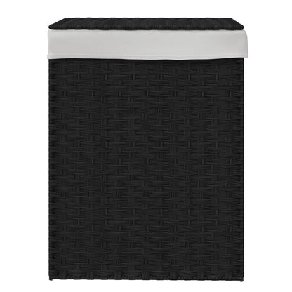 Tvättkorg med lock Svart 46x33x60 cm konstrotting