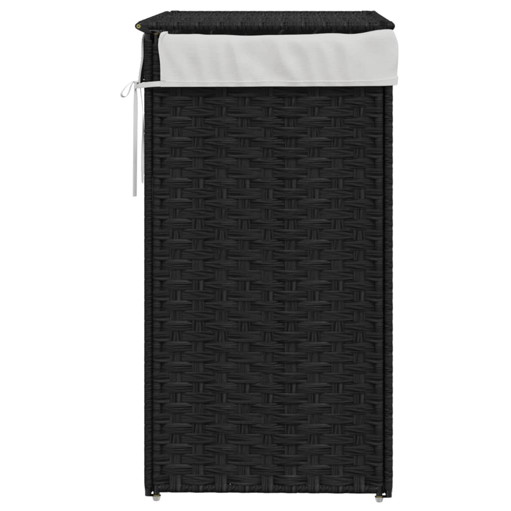Tvättkorg med lock Svart 46x33x60 cm konstrotting