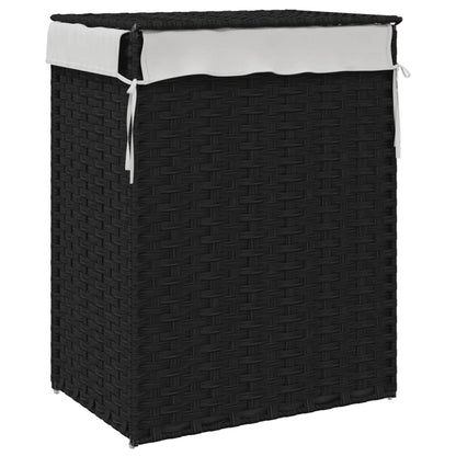 Tvättkorg med lock Svart 46x33x60 cm konstrotting