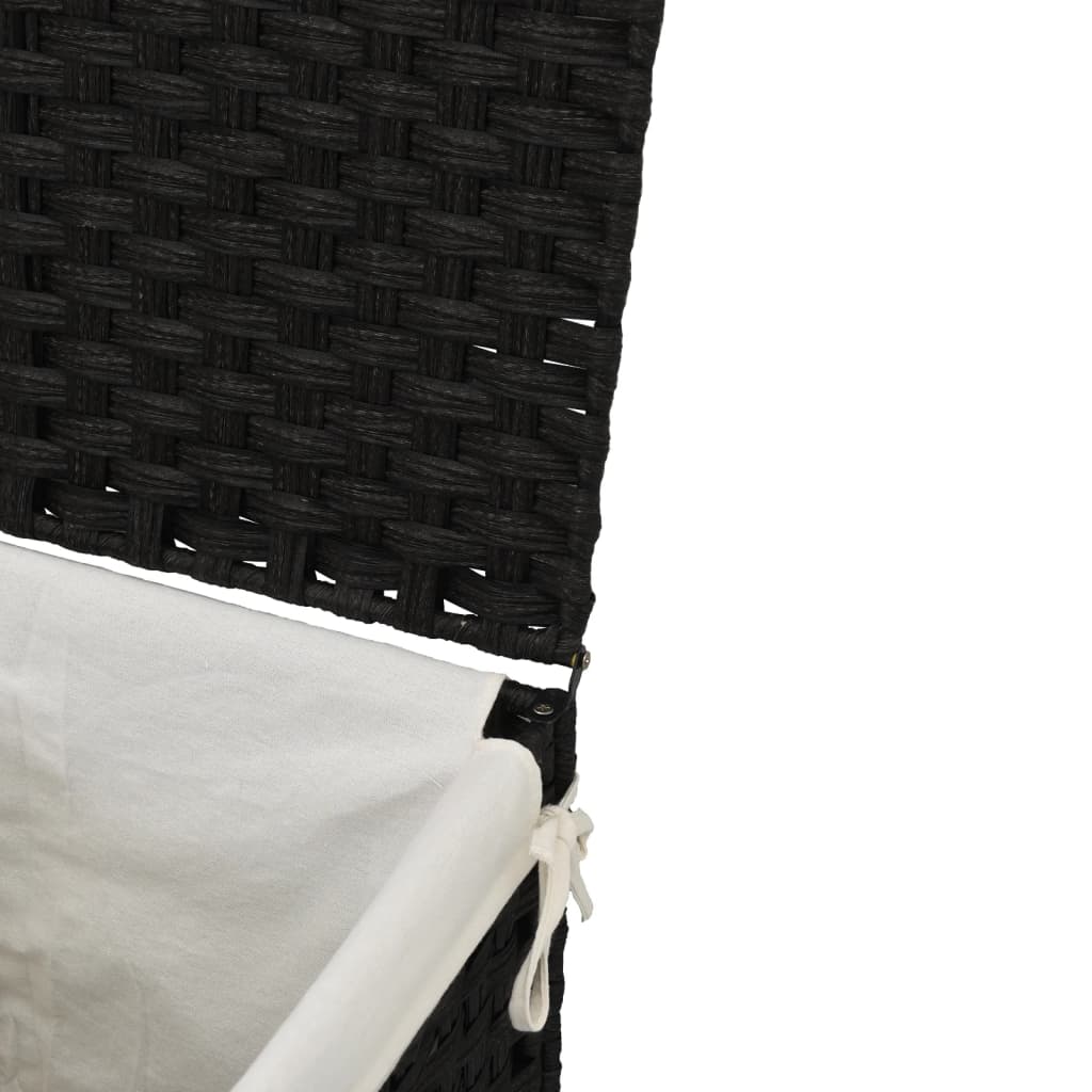 Tvättkorg med lock Svart 46x33x60 cm konstrotting