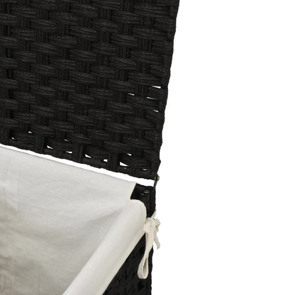 Tvättkorg med lock Svart 46x33x60 cm konstrotting