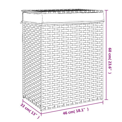 Tvättkorg med lock Svart 46x33x60 cm konstrotting