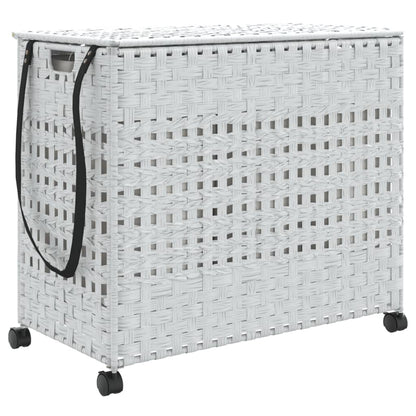 Tvättkorg med hjul Vit 66x35x60 cm rotting
