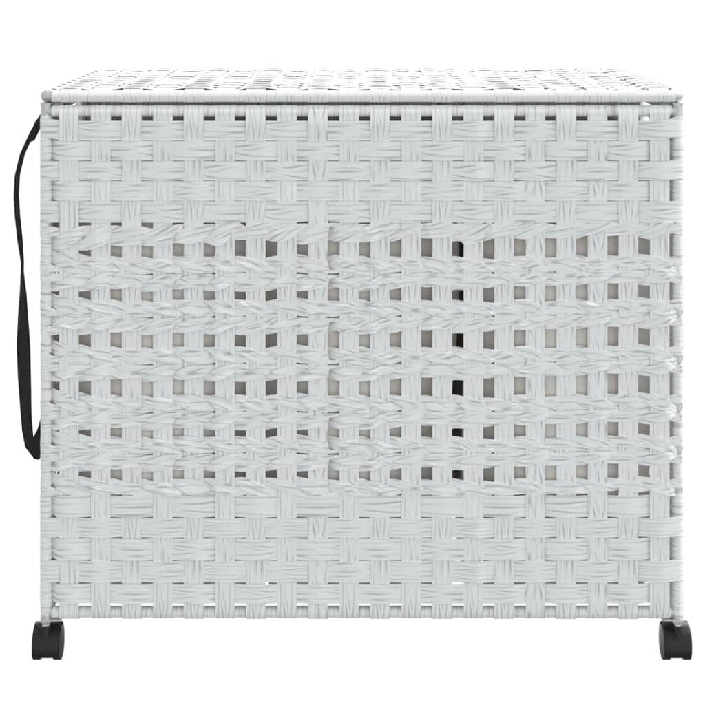 Tvättkorg med hjul Vit 66x35x60 cm rotting