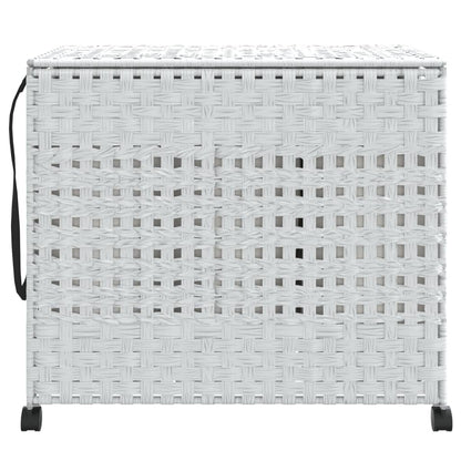Tvättkorg med hjul Vit 66x35x60 cm rotting