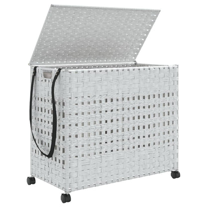 Tvättkorg med hjul Vit 66x35x60 cm rotting