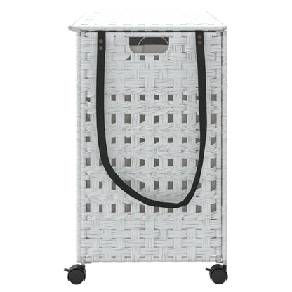 Tvättkorg med hjul Vit 66x35x60 cm rotting