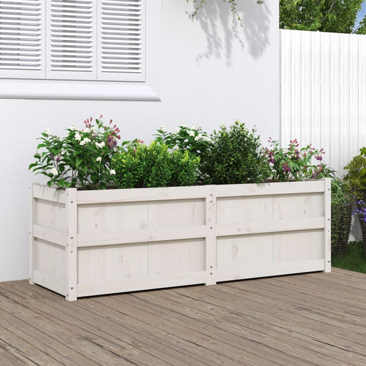 Utomhus Blomkruka Trä 150x50x50 cm Vit massiv furu